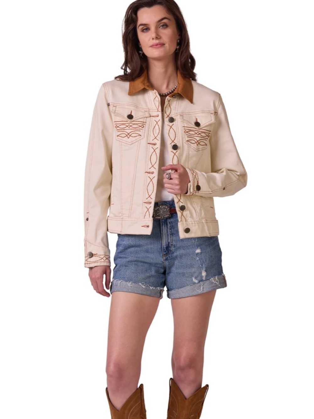 Double D Ranch Lead Steer jacket leather collar Embroidered longhorn Rtl 595 NWT - Picture 8 of 16
